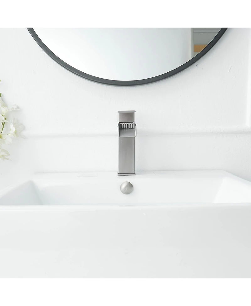 Waterfall Single Hole Single-Handle Low-Arc Bathroom Sink Faucet With Pop-up Drain Assembly In Brushed Nickel