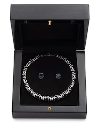 Givenchy Crystal Stone Silver-Tone Flex Bracelet and Stud Earrings Set