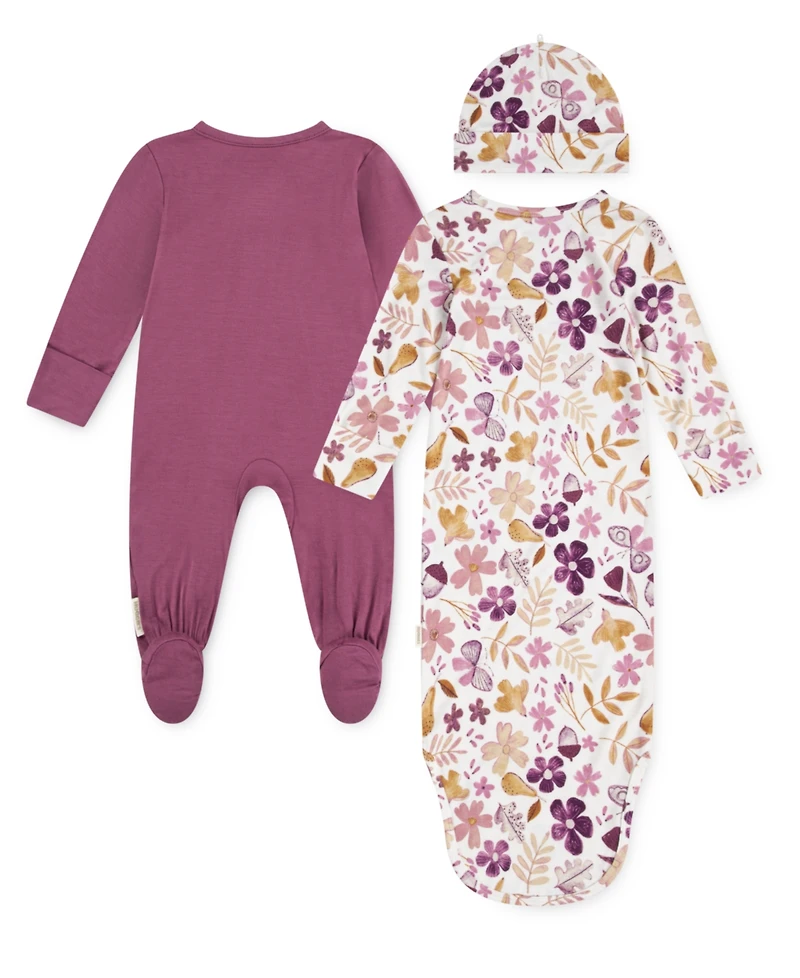 Huggies Baby Girls 3-Piece Long-Sleeve Coverall, Gown and Hat Set
