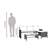 vidaXL Garden Sofa Black, Cream White