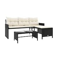 vidaXL Garden Sofa Black, Cream White