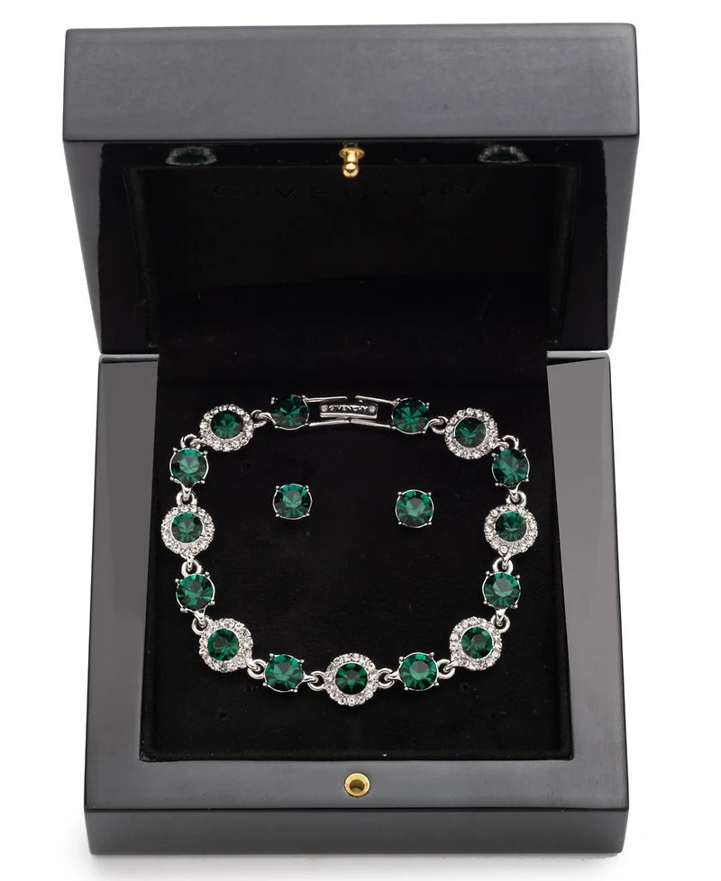 Givenchy Crystal Stone Bracelet and Stud Earrings Set