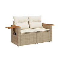Garden Sofa Beige Pe rattan 2-Seater Foldable Outdoor Sofa