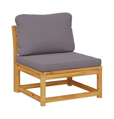 Garden Sofa Dark Grey Solid Acacia Wood, Polyester, Foam Single
