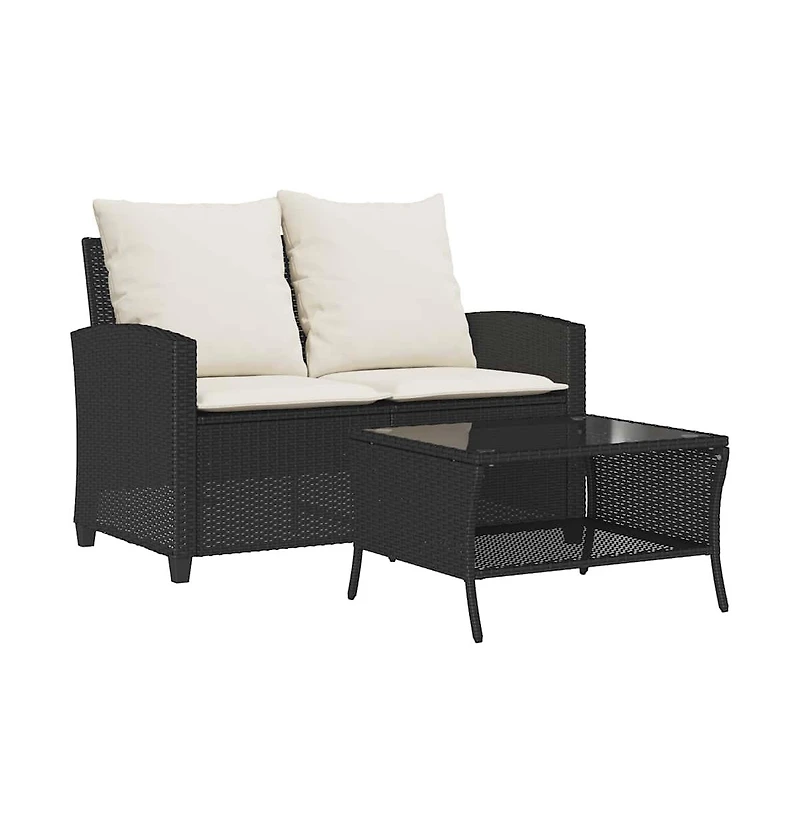 Garden Sofa Black, Cream White Pe Rattan Medium Removable Covers