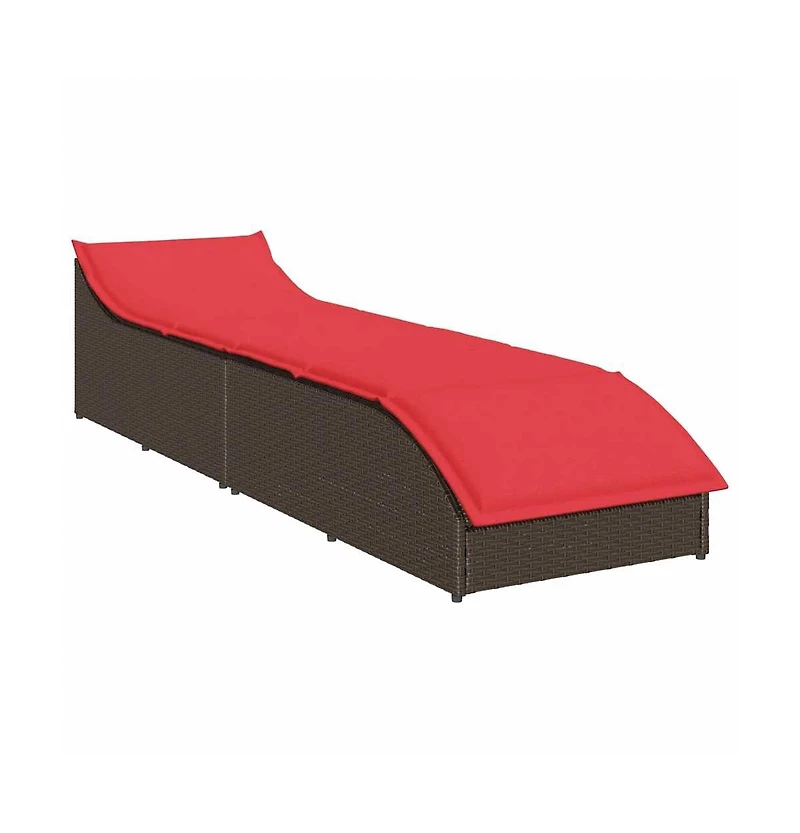 vidaXL Folding Sun Lounger with Cushion and Storage Brown Poly Rattan