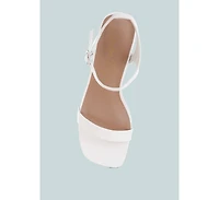 Kazara Faux Leather Block Heels Women