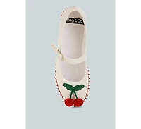 Rag & Co Brunch Date Cherry Accent Mary Jane Flats Women