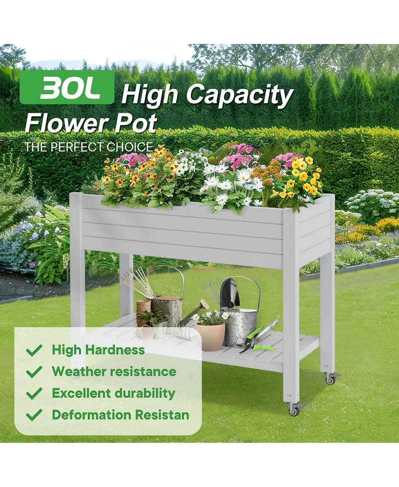Chic Crate Elevated Resin Garden Bed with Auto-Drain