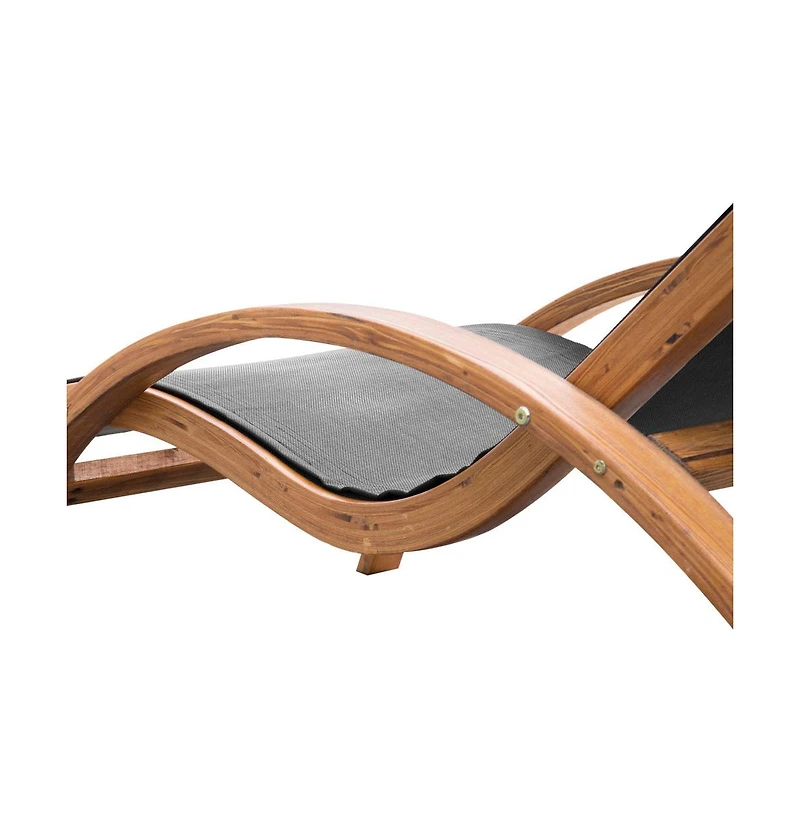 Chic Crate - Black Outdoor Chaise Lounge Chair with Breathable Sling Mesh and Comfortable Curved Design for Patio Relaxation
