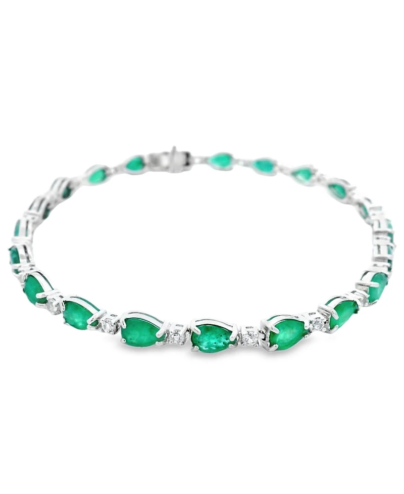 Macy's Pear Sapphire (10.50 ct. t.w.) and White Bracelet (0.04 Sterling Silver