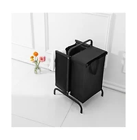 Chic Crate-2-Tier 110L Laundry Hamper Oxford Basket w/ Lid + Sorting Cards | Clothes/Toys Storage | Black