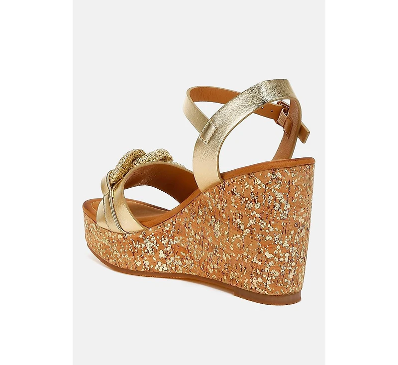 London Rag Emelda Chain Link Detail Wedge Sandals Women