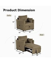 Boyel Living Convertible Sofa Bed Chair Pullout Single Sleeper with Usb and Pillows for Room