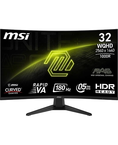 Msi Mag 325CQF 31.5" 16:9 Wqhd 180Hz Curved Rapid Va Lcd Hdr Gaming Monitor, Black