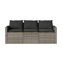 Garden Sofa Gray Pe Rattan 3-Seater Uv-resistant materials
