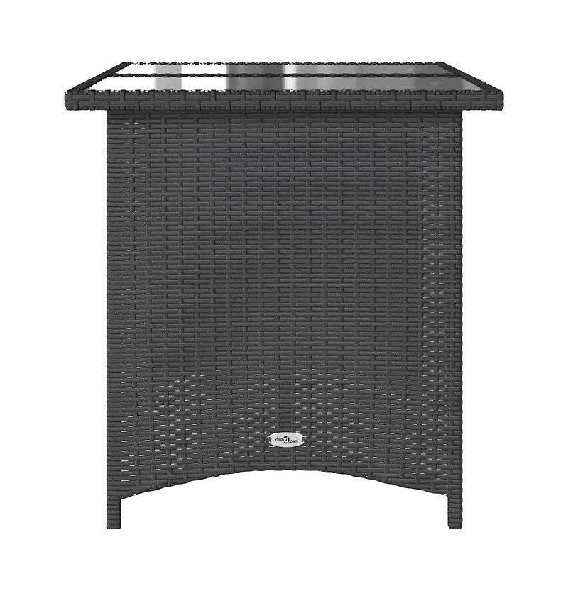 Patio Table with Glass Top Black 43.3"x26.8"x27.6" Poly Rattan