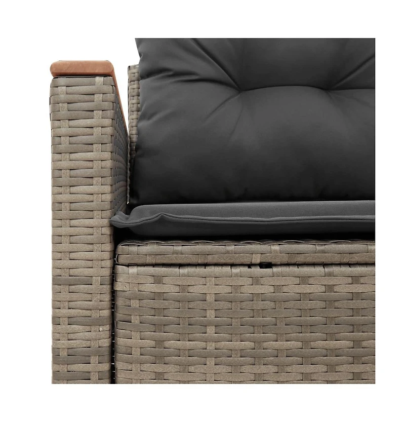 Garden Sofa Grey Pe rattan, powder-coated steel, solid acacia wood