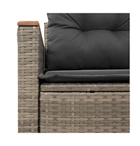Garden Sofa Grey Pe rattan, powder-coated steel, solid acacia wood