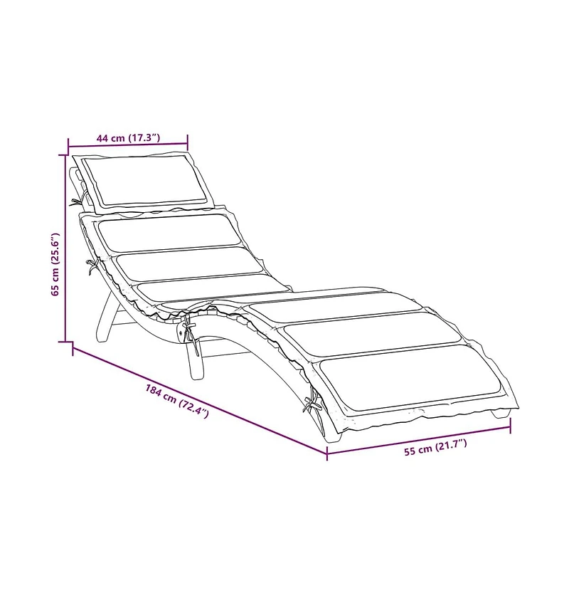 Sunlounger Red Solid acacia wood, 100% polyester cushion Standard