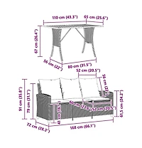Garden Sofa Beige Pe rattan 3-Seater Removable Covers