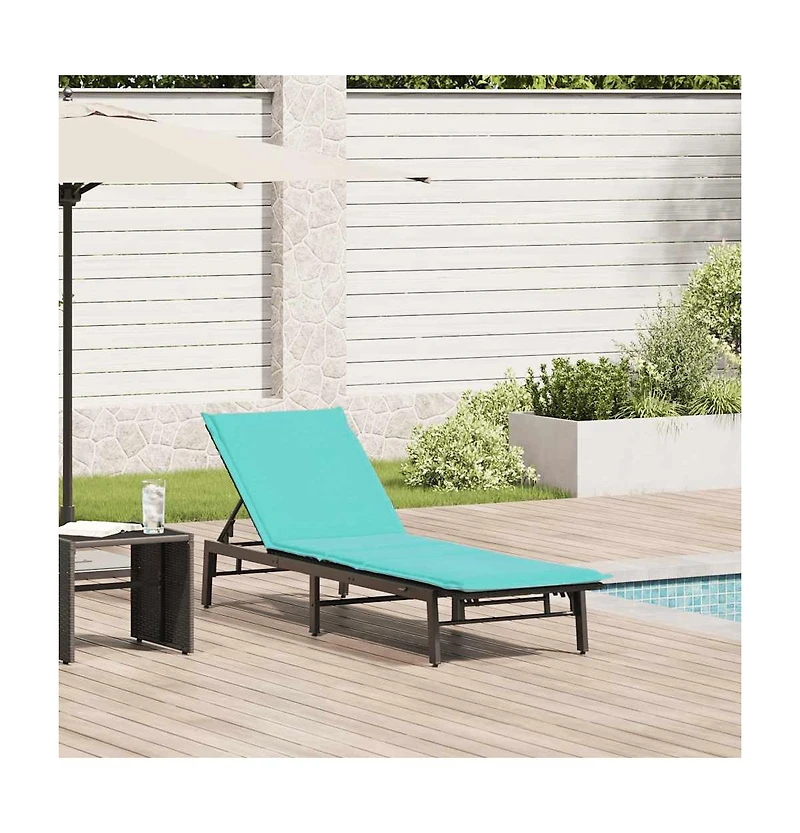 Sun Lounger with Cushion Black Poly Rattan