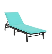 Sun Lounger with Cushion Black Poly Rattan
