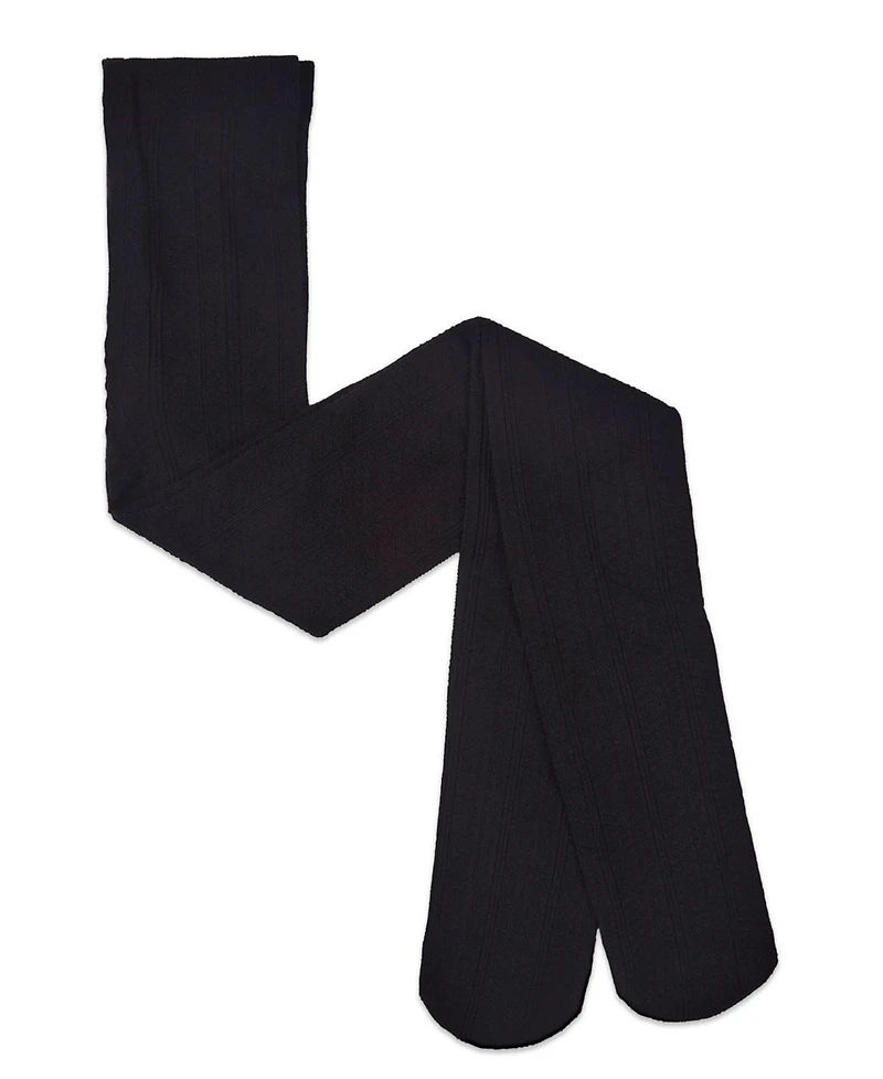 MeMoi Girls Multi-Diamond Drop-Stitch Textured Cotton Rich Sweater Tights