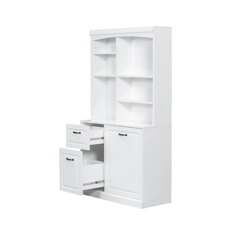 Chic Crate White Bathroom Tilt-Out Hamper Cabinet 70.9" Tall Freestanding Organizer | Adjustable Shelves & Drawers | Steel Handles