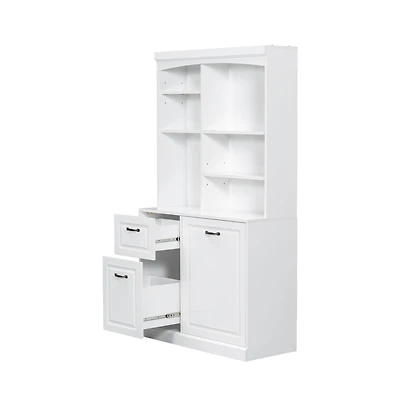 Chic Crate White Bathroom Tilt-Out Hamper Cabinet 70.9" Tall Freestanding Organizer | Adjustable Shelves & Drawers | Steel Handles