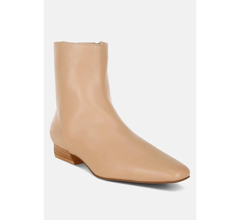 Obita Flared Heel Genuine Leather Boots Women