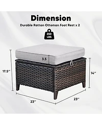 Gymojoy ArcLine Pe Wicker Outdoor Patio Ottoman with Olefin Cushions