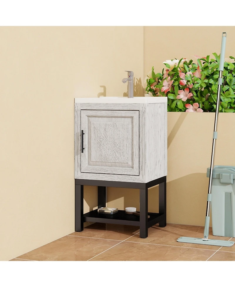 Small Bathroom Vanity with Sink Hot and Cold Faucet Freestanding Bathroom Cabinet