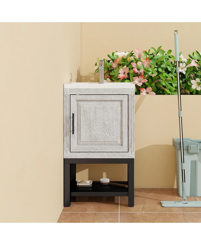 Small Bathroom Vanity with Sink Hot and Cold Faucet Freestanding Bathroom Cabinet