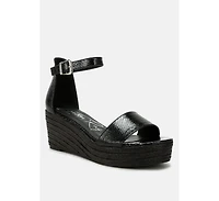 London Rag Utah Faux Leather Snake Wedge Espadrilles Women