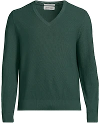 Lands' End Men's Long Sleeve Washable Merino Wool V Neck Sweater