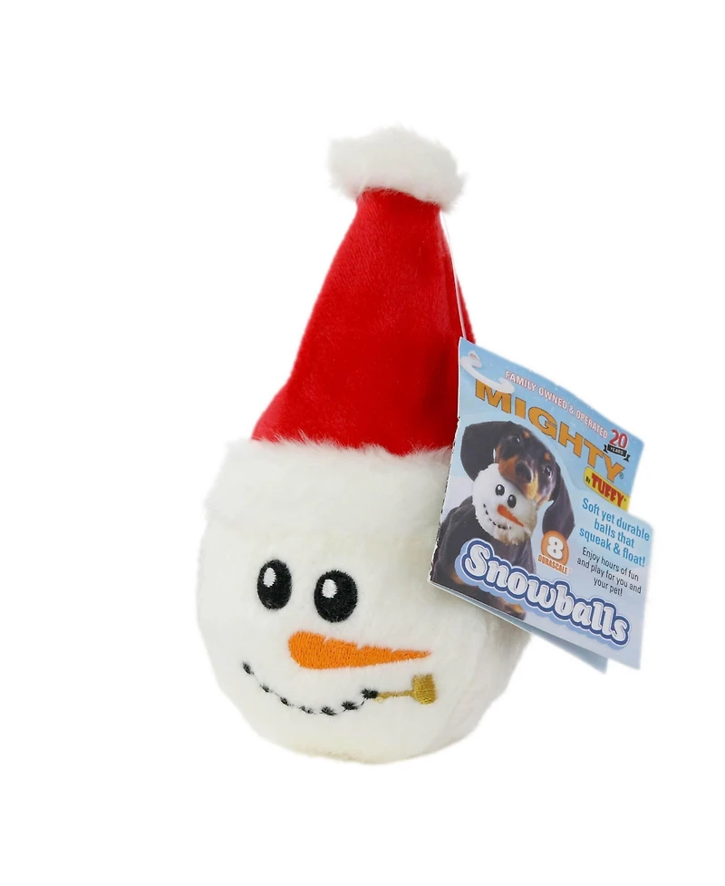 Mighty Small Snowball Santa Hat, Durable Squeaky Dog Toy