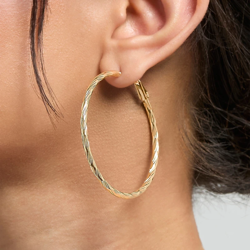 Jessica Simpson 3-Piece Hoop and Chain Hoop Earring Set in Gold-Tone