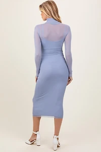 Pinkblush Maternity Forest Green Mesh Overlay Fitted Midi Dress
