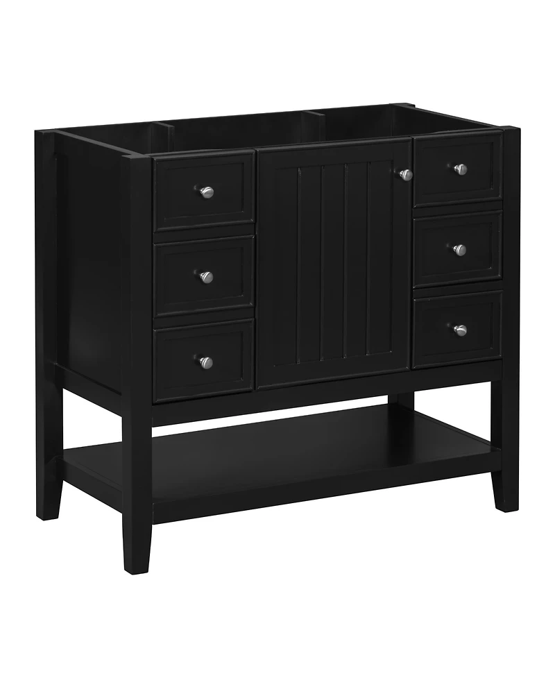 Bathroom Vanity without Sink Cabinet Base Only One Cabinet and three Drawers Black