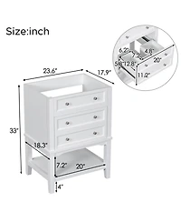 Bathroom Vanity Without Sink Base Only Solid Wood Frame Bathroom Storage Cabinet with Drawer White