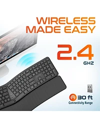 Delton KB250 Ergonomic Wireless Keyboard with Wrist Rest Pad (DKBE250-wb)