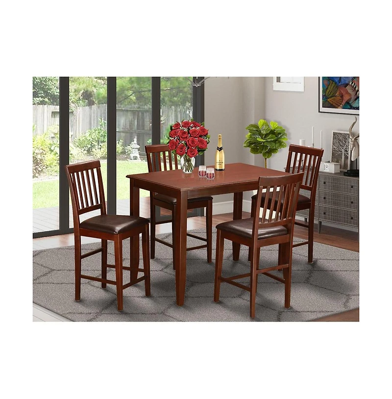 East West Furniture 5 Pc counter height Dining set-high Table and 4 Kitchen Chairs.