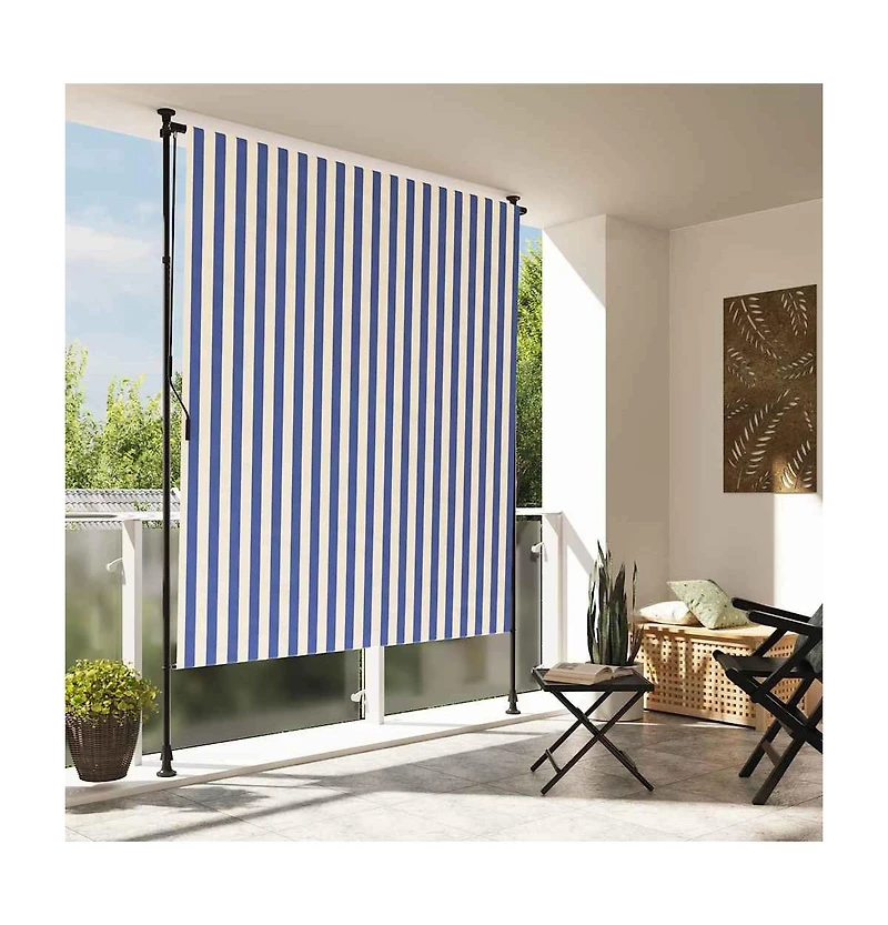vidaXL Outdoor Roller Blind Blue and White