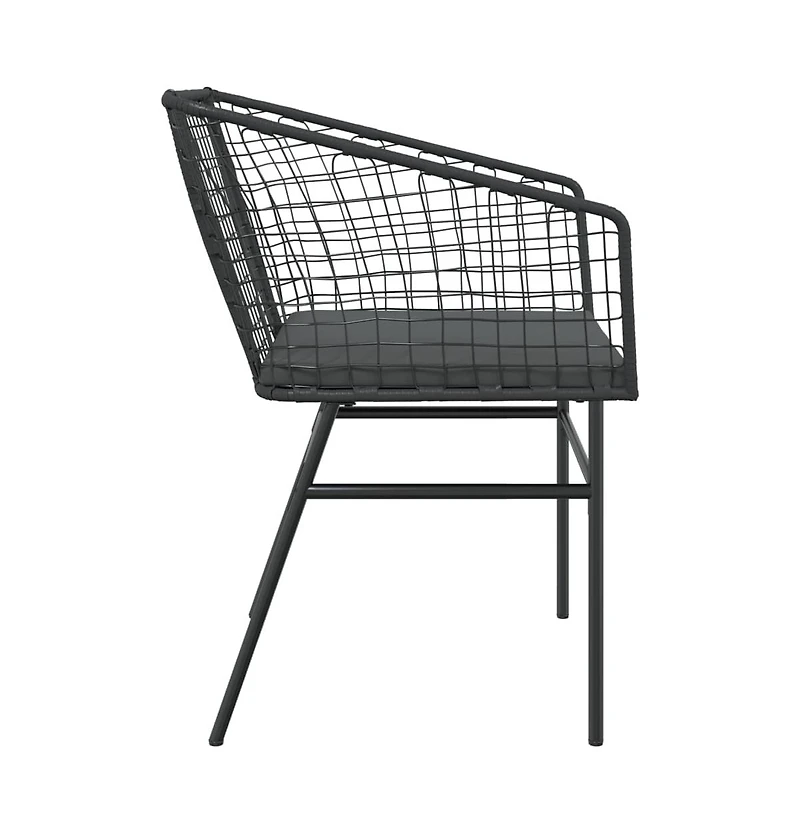 vidaXL Garden Chair Black Poly Rattan Uv-resistant materials