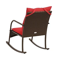 vidaXL Patio Rocking Chair Brown Pe rattan Medium Removable Covers