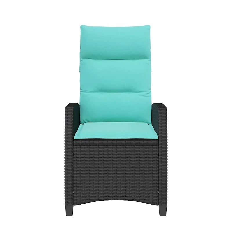 vidaXL Reclining Garden Chair Black Pe rattan Standard Foldable