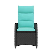 vidaXL Reclining Garden Chair Black Pe rattan Standard Foldable
