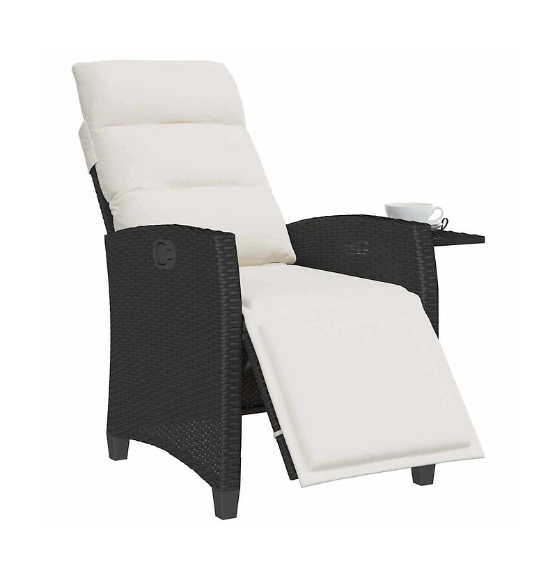 vidaXL Reclining Garden Chair Black Pe rattan, powder-coated steel Medium