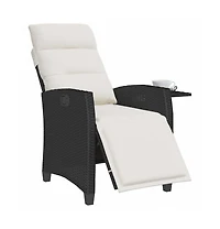 vidaXL Reclining Garden Chair Black Pe rattan, powder-coated steel Medium